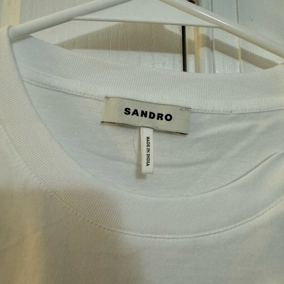 SANDRO - White Embellished Detail Crop Tee - Picture 4 of 8